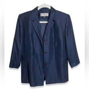 Travis Ayers Navy Silk Three-Button Blazer